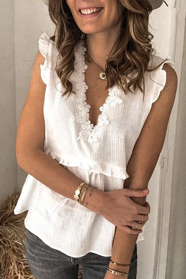Women's V-neck Sleeveless Tank Top T-shirt